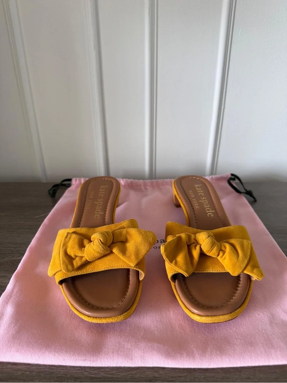 kate spade yellow knotted bow slide sandals